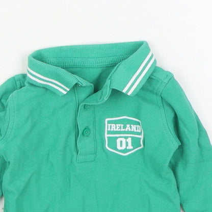 Dunnes Boys Green  100% Cotton Basic Polo Size 3-6 Months Collared Pullover - Ireland