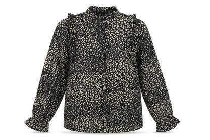 V.Code Womens Black Animal Print Polyester Basic Blouse Size L V-Neck