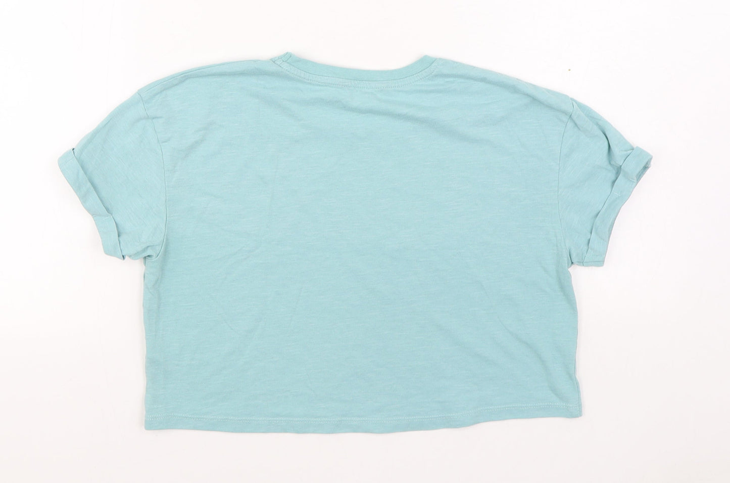 George Girls Blue  Cotton Basic T-Shirt Size 9-10 Years Round Neck Pullover