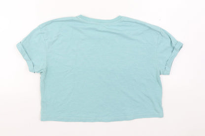 George Girls Blue  Cotton Basic T-Shirt Size 9-10 Years Round Neck Pullover