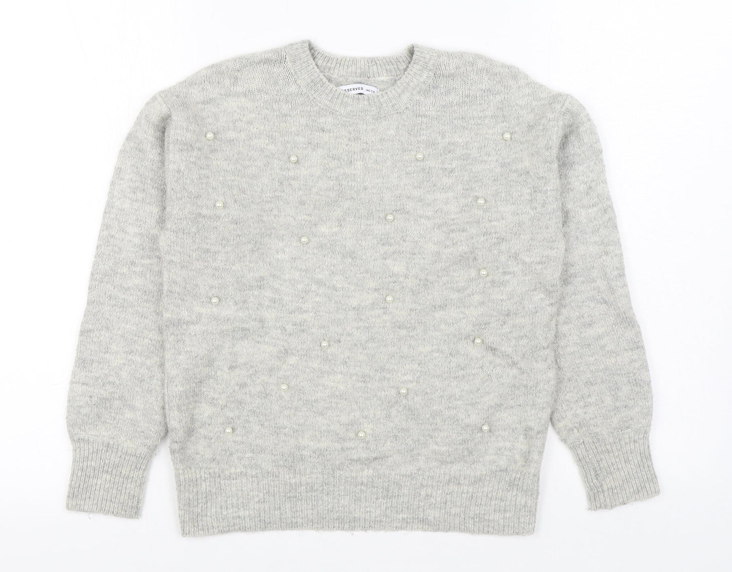 RESERVED Girls Grey Round Neck  Acrylic Pullover Jumper Size 10-11 Years  Pullover