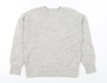 RESERVED Girls Grey Round Neck  Acrylic Pullover Jumper Size 10-11 Years  Pullover