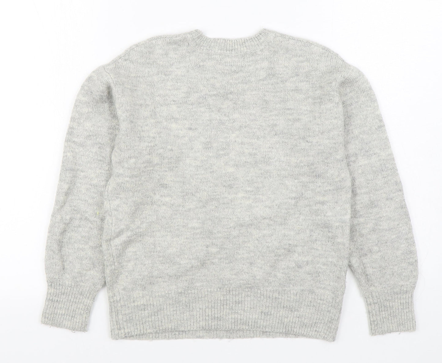 RESERVED Girls Grey Round Neck  Acrylic Pullover Jumper Size 10-11 Years  Pullover