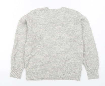 RESERVED Girls Grey Round Neck  Acrylic Pullover Jumper Size 10-11 Years  Pullover