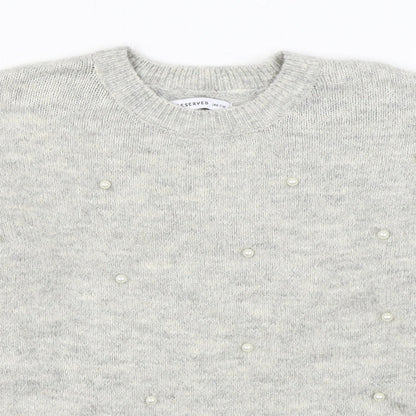 RESERVED Girls Grey Round Neck  Acrylic Pullover Jumper Size 10-11 Years  Pullover