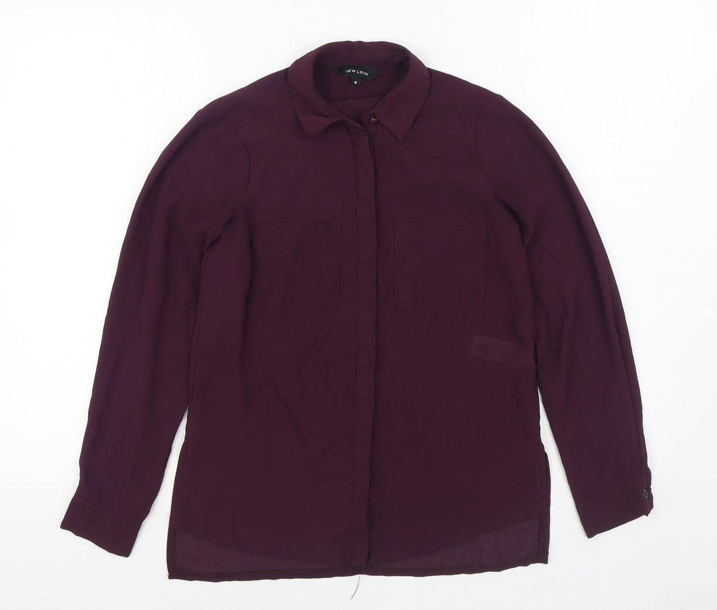 Womens UK Size 8 New Look Purple Basic Button-Up