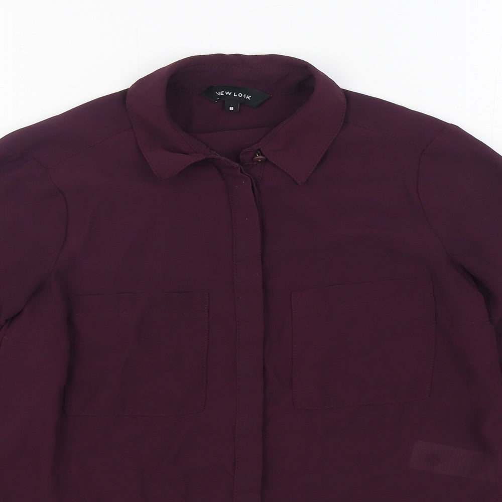 Womens UK Size 8 New Look Purple Basic Button-Up