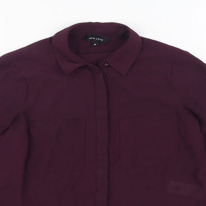Womens UK Size 8 New Look Purple Basic Button-Up