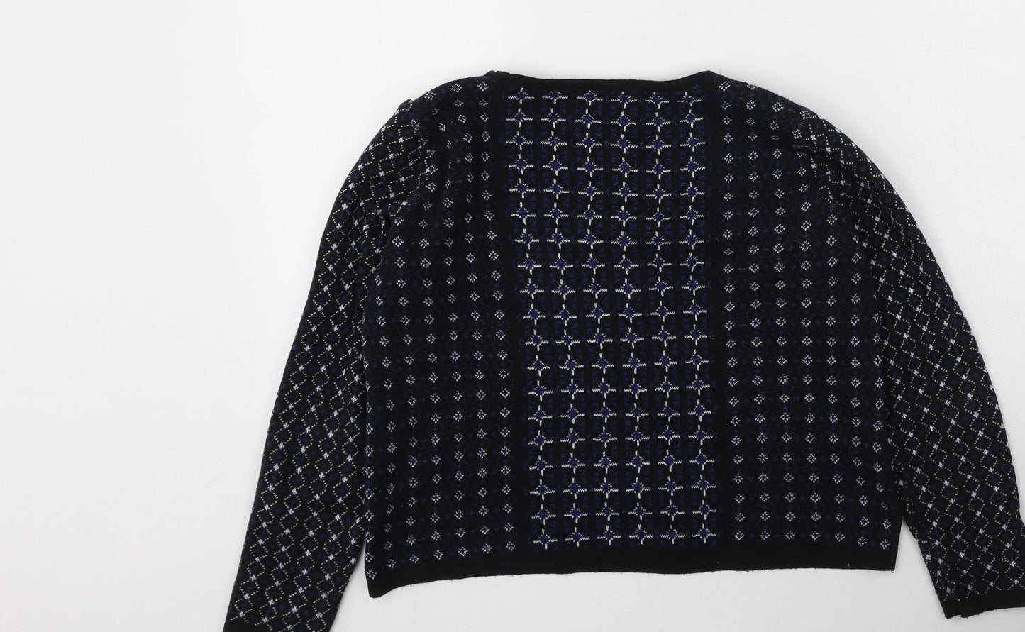 George  Womens Blue Round Neck Geometric Acrylic Pullover Jumper Size 8