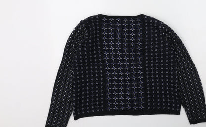 George  Womens Blue Round Neck Geometric Acrylic Pullover Jumper Size 8