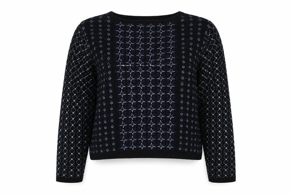George  Womens Blue Round Neck Geometric Acrylic Pullover Jumper Size 8