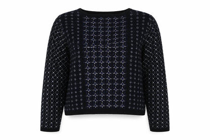 George  Womens Blue Round Neck Geometric Acrylic Pullover Jumper Size 8