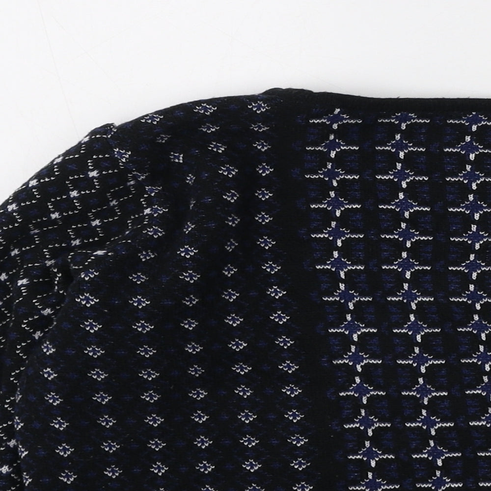 George  Womens Blue Round Neck Geometric Acrylic Pullover Jumper Size 8