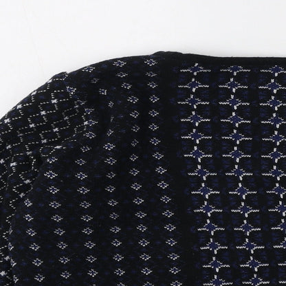 George  Womens Blue Round Neck Geometric Acrylic Pullover Jumper Size 8