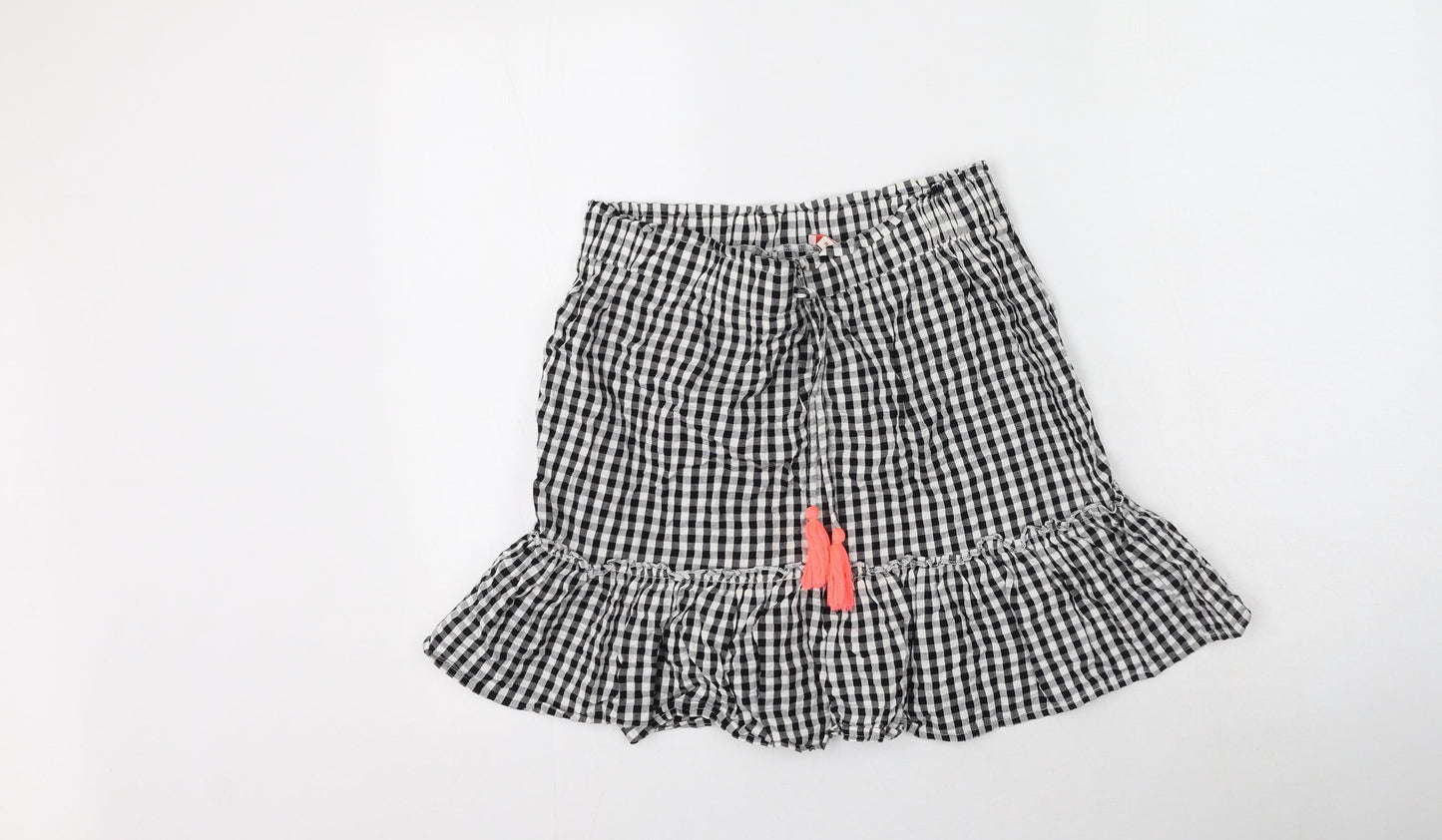 khushi Womens Black Check Cotton Flare Skirt Size M