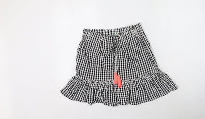 khushi Womens Black Check Cotton Flare Skirt Size M