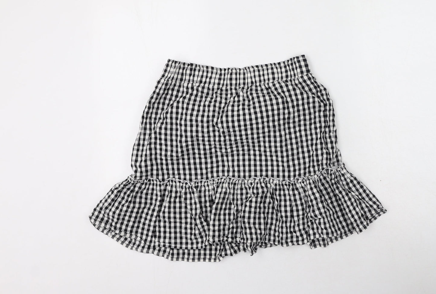 khushi Womens Black Check Cotton Flare Skirt Size M