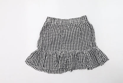khushi Womens Black Check Cotton Flare Skirt Size M