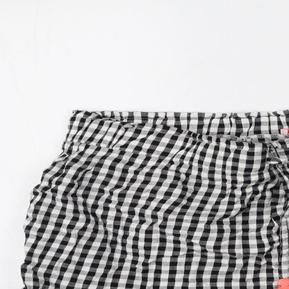khushi Womens Black Check Cotton Flare Skirt Size M