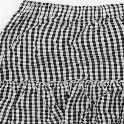 khushi Womens Black Check Cotton Flare Skirt Size M