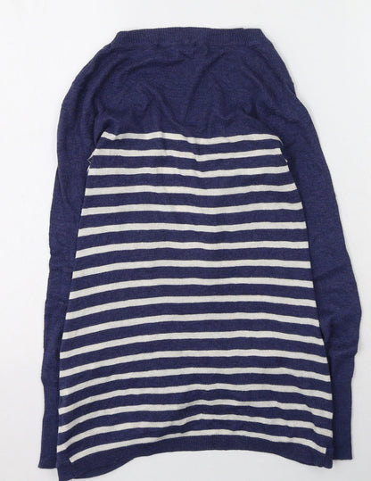 Primark  Womens Blue Round Neck Striped Viscose Cardigan Jumper Size 8