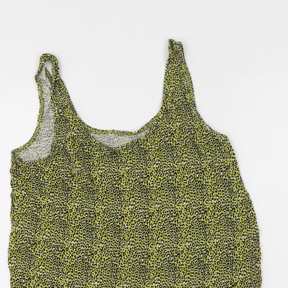George  Womens Green Animal Print Viscose Camisole Tank Size 12 Scoop Neck