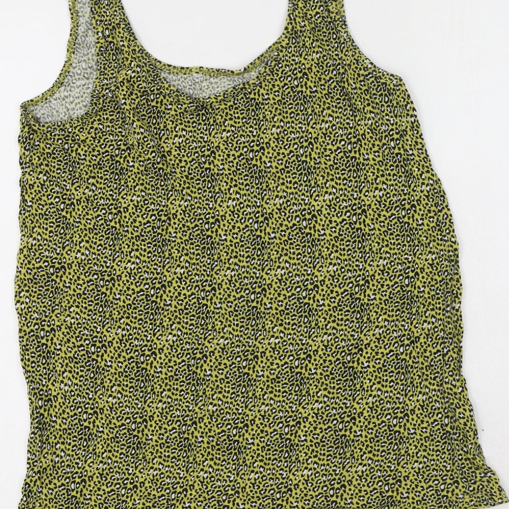 George  Womens Green Animal Print Viscose Camisole Tank Size 12 Scoop Neck