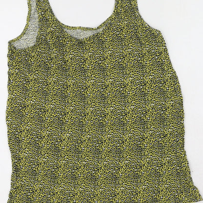 George  Womens Green Animal Print Viscose Camisole Tank Size 12 Scoop Neck