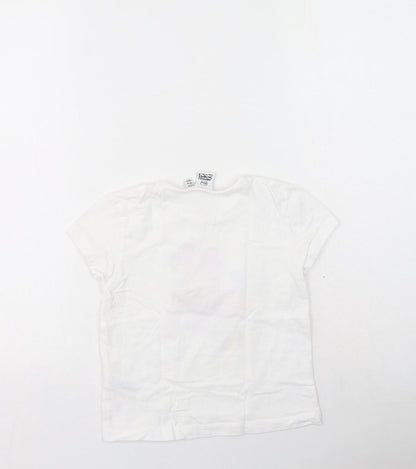Primark Girls White  Polyester Basic Casual Size 5-6 Years Round Neck  - Minnie Mouse