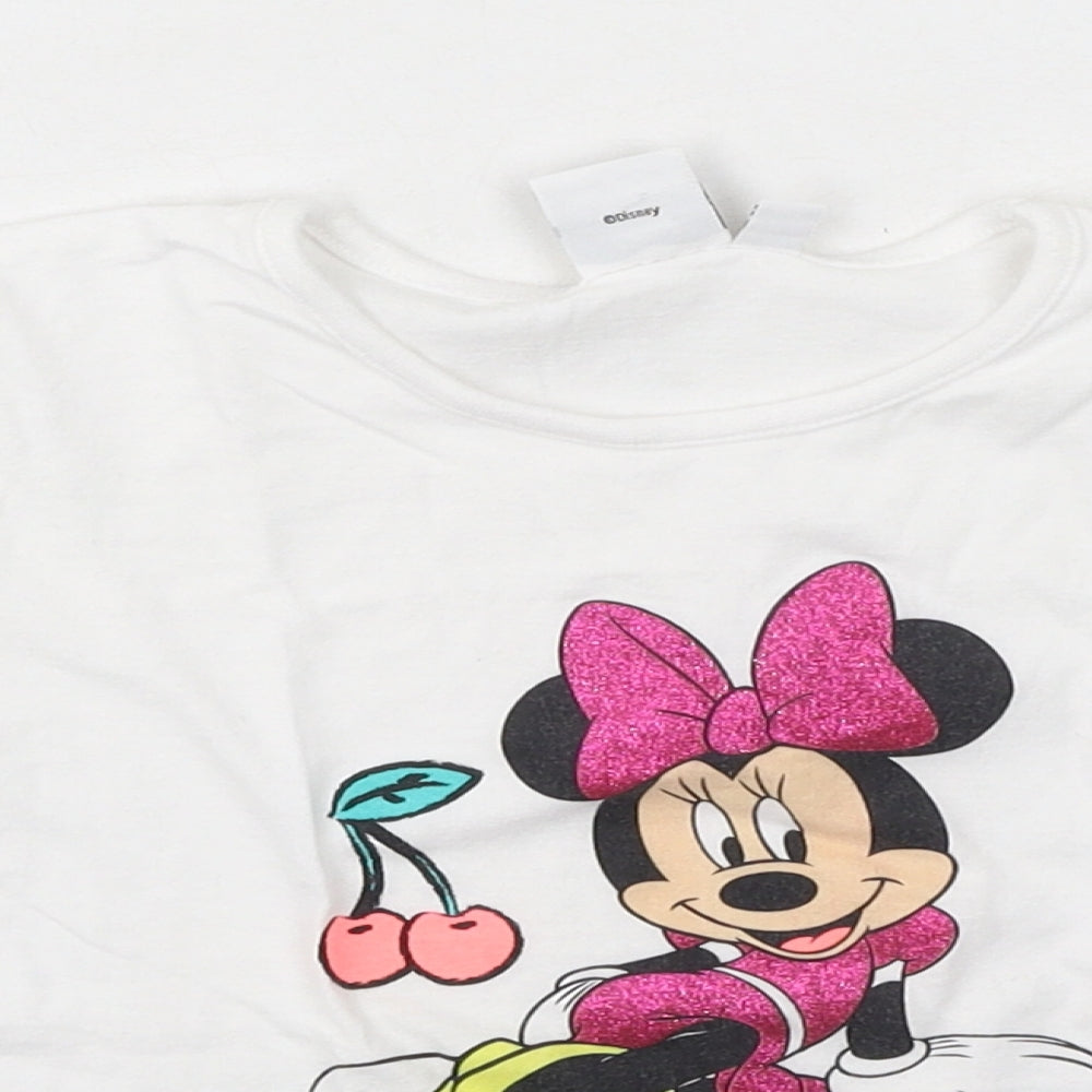 Primark Girls White  Polyester Basic Casual Size 5-6 Years Round Neck  - Minnie Mouse