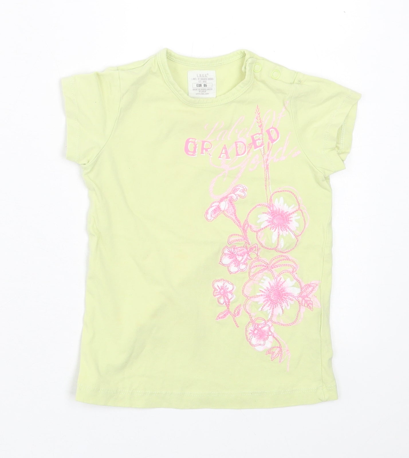 H&M Girls Green  Cotton Basic T-Shirt Size 12-18 Months Crew Neck Pullover