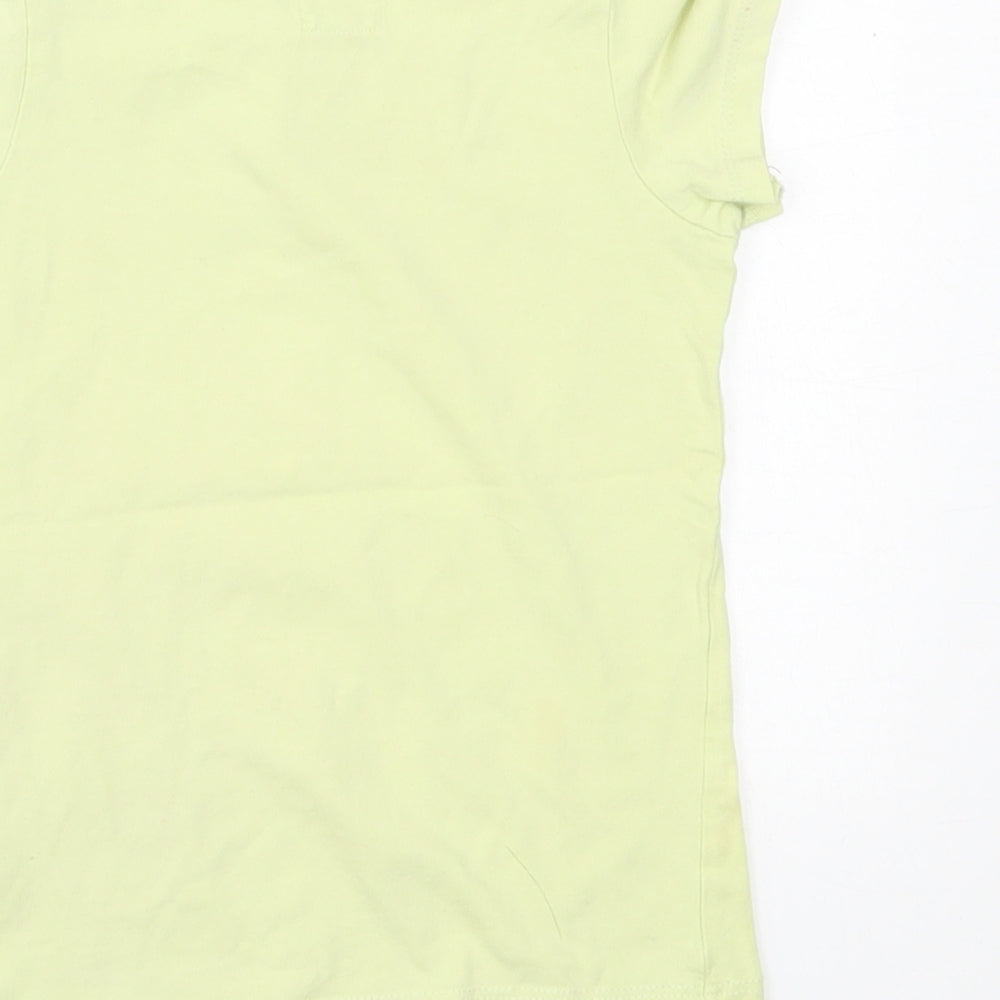 H&M Girls Green  Cotton Basic T-Shirt Size 12-18 Months Crew Neck Pullover