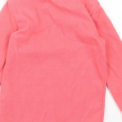 F&F Girls Pink  Cotton Basic Casual Size 3-6 Months Crew Neck Pullover - Lettuce Edging