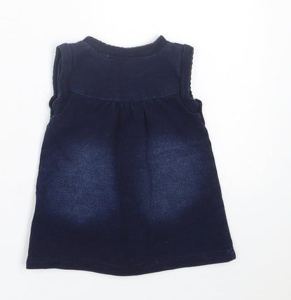 name it Girls Blue  Cotton A-Line  Size 0-3 Months  Crew Neck Button