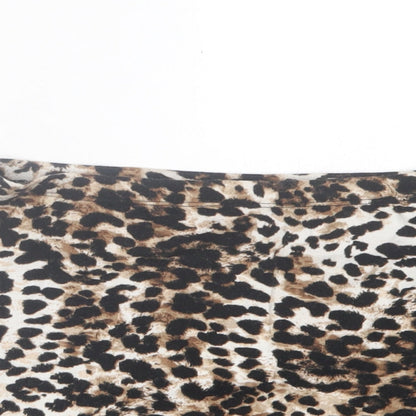 H&M Womens Brown Animal Print Cotton A-Line Skirt Size S