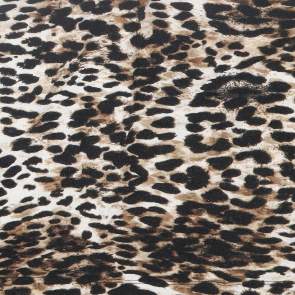 H&M Womens Brown Animal Print Cotton A-Line Skirt Size S