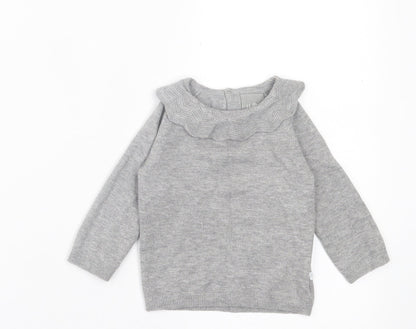 F&F Girls Grey  Viscose Basic Casual Size 3-6 Months Collared Button