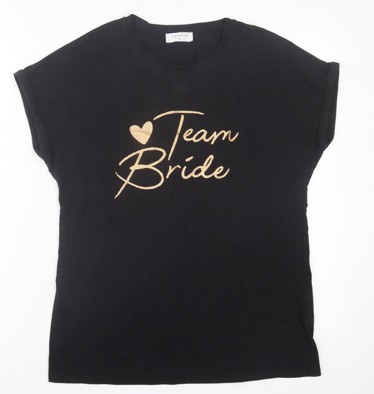 Papaya Womens Black  Cotton Basic T-Shirt Size S Crew Neck - Team Bride
