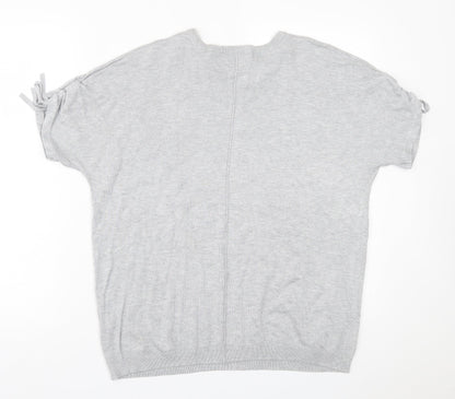 F&F Womens Grey  Viscose Basic T-Shirt Size 10 Crew Neck