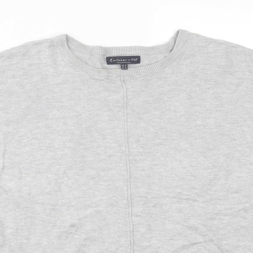 F&F Womens Grey  Viscose Basic T-Shirt Size 10 Crew Neck