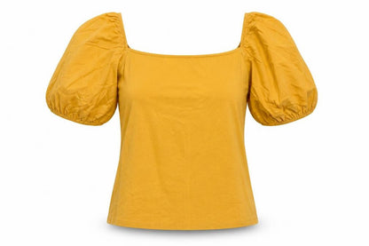 Womens UK Size S h7m Yellow Basic T-Shirt
