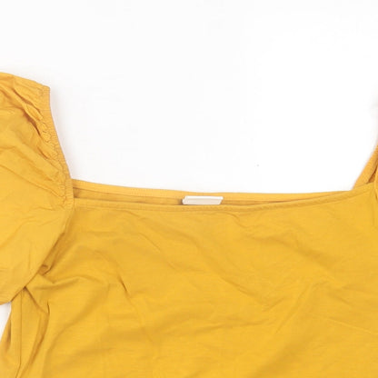 Womens UK Size S h7m Yellow Basic T-Shirt
