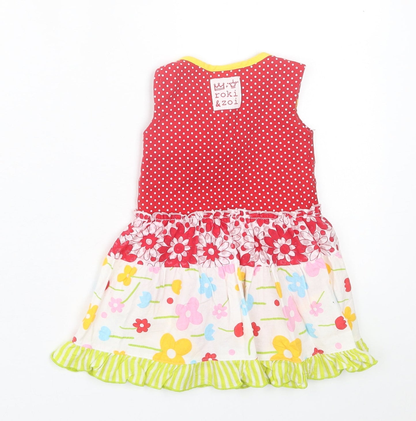 Preworn Girls Multicoloured Geometric Cotton A-Line  Size 6-9 Months  Crew Neck Pullover