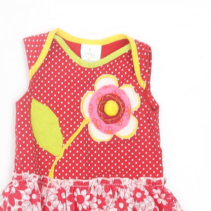 Preworn Girls Multicoloured Geometric Cotton A-Line  Size 6-9 Months  Crew Neck Pullover