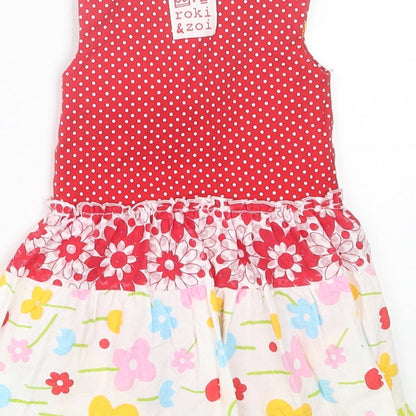 Preworn Girls Multicoloured Geometric Cotton A-Line  Size 6-9 Months  Crew Neck Pullover
