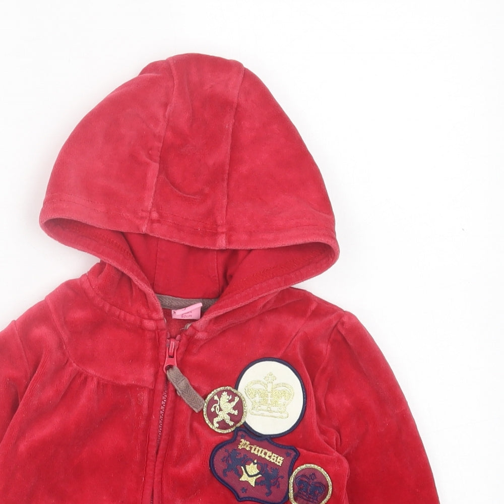 adams girl Girls Red  Polyester Full Zip Hoodie Size 2 Years  Zip