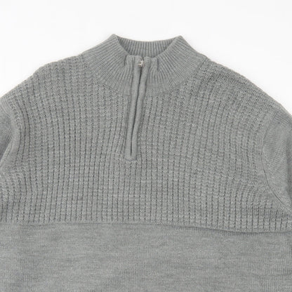 A&J Mens Grey High Neck  Acrylic Pullover Jumper Size 2XL