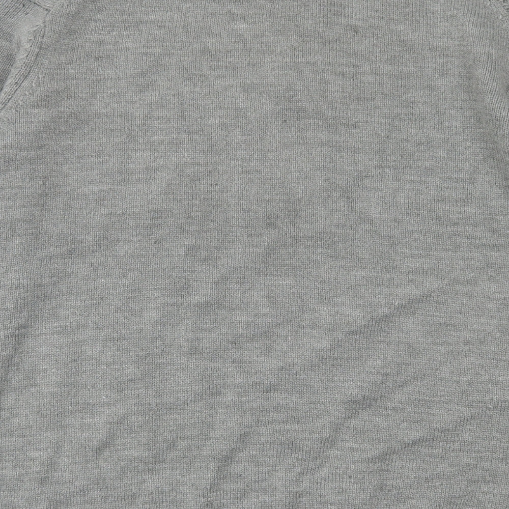 A&J Mens Grey High Neck  Acrylic Pullover Jumper Size 2XL