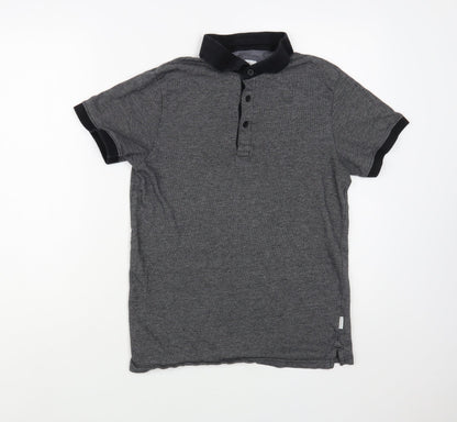 Peter Werth Mens Grey  Cotton  Polo Size XS Collared Button