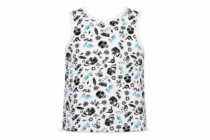Pep&C0 Boys White Geometric Cotton Pullover Tank Size 6-7 Years Crew Neck Pullover - Skull Print